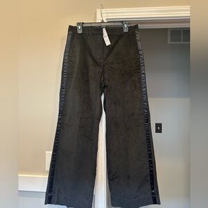 J. Crew Women’s Black Velvet Wide-Leg Pants with Satin Side Stripe